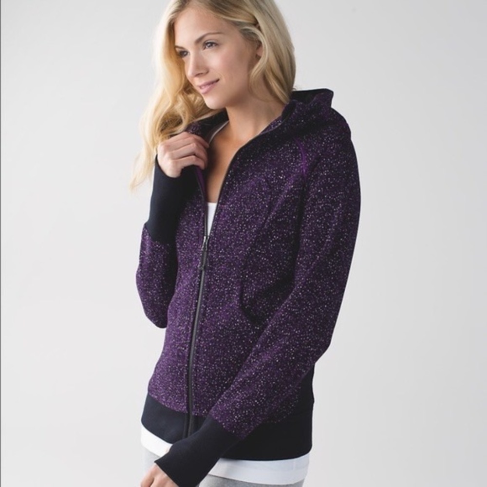 Lululemon Scuba Hoodie Violet Black Dot Pattern SZ 8